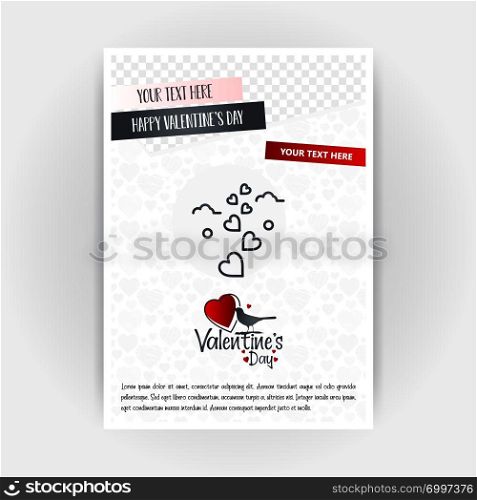 Valentine&rsquo;s Day Love Poster Template. Place for Images and text, vector illustration