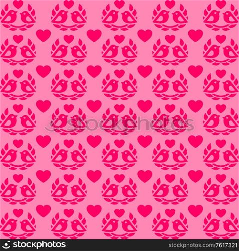 Valentine&rsquo;s day pattern with birds, simple vector design element