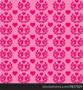 Valentine&rsquo;s day pattern with birds, simple vector design element
