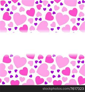 Valentine&rsquo;s day, pattern with pink hearts, simple vector design element. Pattern with pink hearts