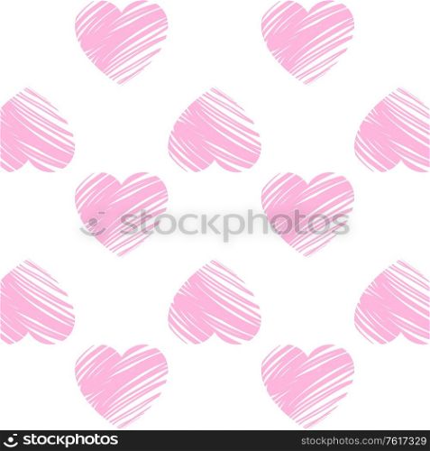 Valentine&rsquo;s day. Pattern with pink hearts, simple vector design element. Valentine&rsquo;s day. Seamless pattern with hearts,