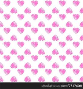 Valentine&rsquo;s day. Pattern with pink hearts, simple vector design element. Valentine&rsquo;s day. Seamless pattern with hearts,