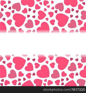 Valentine&rsquo;s day, pattern with red hearts, simple vector design element. Pattern with red hearts