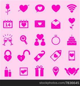 Valentine&rsquo;s day pink icons on light background, stock vector