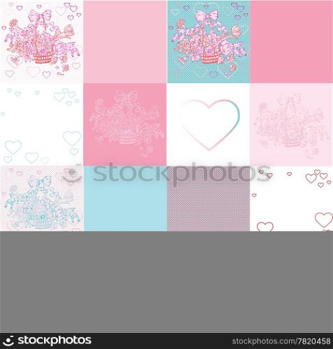 Valentine&rsquo;s Day pop art card with romantic lovers in casual clothes, pink and grey harmony