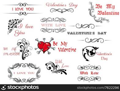 Valentine&rsquo;s Day scripts and decorations for holiday design
