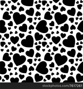 Valentine&rsquo;s day. Seamless pattern with black hearts, simple vector design element. Seamless background with hearts