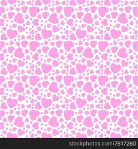 Valentine&rsquo;s day, seamless pattern with pink hearts, simple vector design element. Seamless pattern with pink hearts