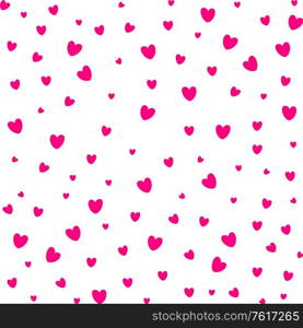 Valentine&rsquo;s day. Seamless pattern with red hearts, simple vector design element. Seamless background with red hearts