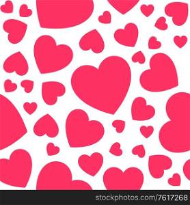 Valentine&rsquo;s day. Seamless pattern with red hearts, simple vector design element. Seamless background with red hearts