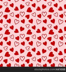 Valentine's Day Seamless Vector Patterns. Backgrounds Textures in Red and Pink Symbol Hearts.