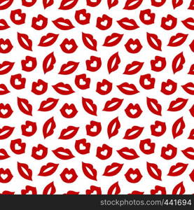 Valentine's Day Seamless Vector Patterns. Backgrounds Textures in Red and White Symbol Lips and Kisses.