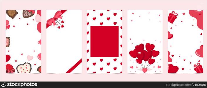 Valentine&rsquo;s day story background for social media with heart, balloon