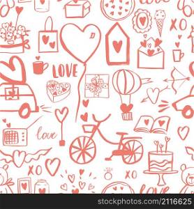 Valentine&rsquo;s Day vector seamless pattern