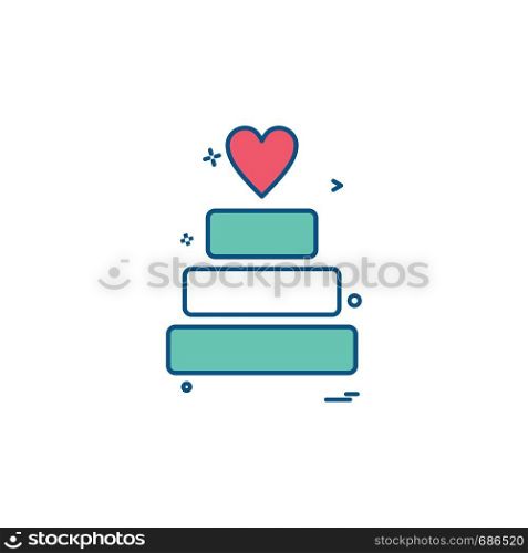 valentine's heart cake icon vector design