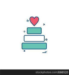 valentine's heart cake icon vector design