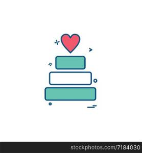 valentine&rsquo;s heart cake icon vector design