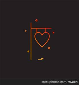 valentine's heart name plate icon vector design