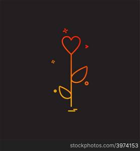 valentine&rsquo;s heart rose flower icon vector design