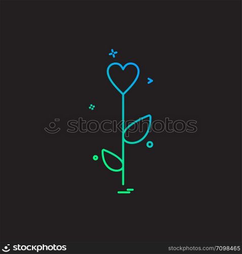 valentine&rsquo;s heart rose flower icon vector design