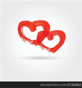 Valentine`s background with two red hearts