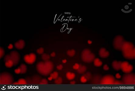 Valentine’s card black and dark night seamless background with red bokeh heart shape