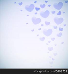 Valentine?s card with glowing blue heart shapes.