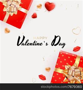Valentine s Day Background Design with Realistic Lips and Heart. Template for advertising, web, social media and fashion ads. Poster, flyer, greeting card. Vector Illustration. Valentine s Day Background Design with Realistic Lips and Heart. Template for advertising, web, social media and fashion ads. Poster, flyer, greeting card. Vector Illustration EPS10