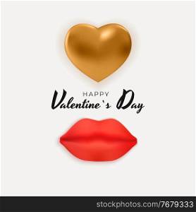 Valentine s Day Background Design with Realistic Lips and Hearts.. Template for advertising, web, social media and fashion ads. Poster, flyer, greeting card. Vector Illustration. Valentine s Day Background Design with Realistic Lips and Hearts.. Template for advertising, web, social media and fashion ads. Poster, flyer, greeting card. Vector Illustration EPS10
