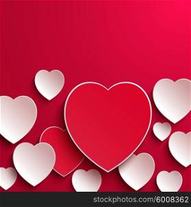 Valentine`s day background. Valentines day. Abstract paper hearts. Happy Valentines Day card. Valentine&amp;#39;s day background with cut paper heart. Red and white paper hearts Valentines day card. Be my