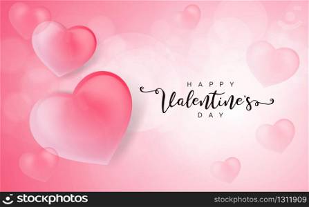 Valentine's Day background with 3d hearts . Vector illustration. Cute love banner or greeting card. Gift Voucher Coupon Promotion template