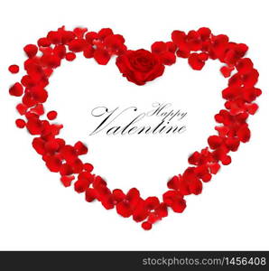 Valentine's day background with rose petals heart .vector