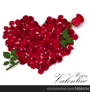 Valentine's day background with rose petals heart .vector