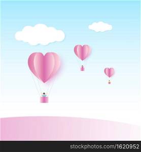 Valentine’s day balloon heart on abstract background with and young joyful. Vector illustration. EPS 10
