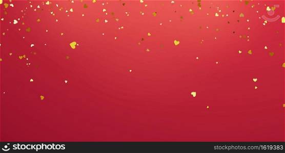 Valentine’s day, banner template. confetti heart gold ribbons. Celebration luxury greeting rich card.