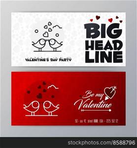 Valentine’s Day Big Banner Template. Red Background