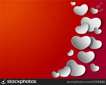 Valentine's day card,White hearts on red background,Vector illustration