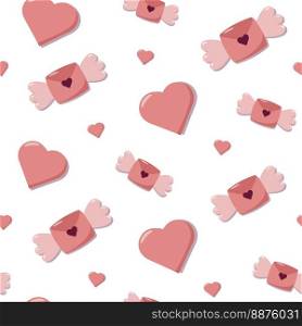 Valentine s day concept seamless pattern with vector cute cartoon elements, letters with wings and hearts. Pink background for wrapping paper and gift boxes. Valentine day concept seamless pattern with vector cute cartoon elements, letters with wings and hearts. Pink background for wrapping paper and gift boxes