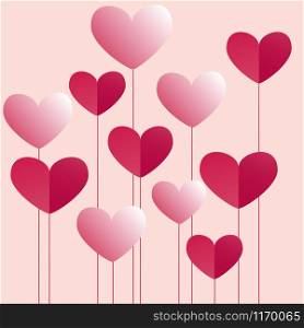 Valentine's day greeting card. Hearts balloon