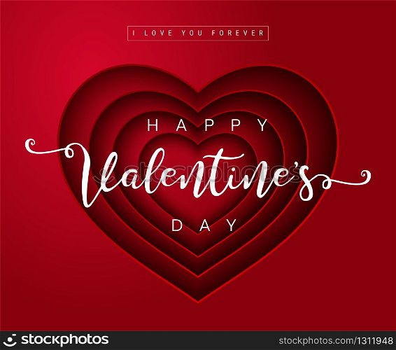 Valentine's day greeting card templates with realistic of beautiful red heart on red background
