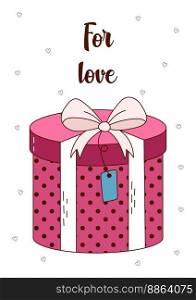 Valentine’s Day greeting card with a gift box. Vector illustration.. Valentine’s Day greeting card with a gift box. Vector illustration