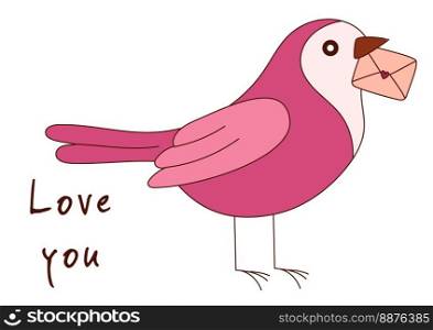 Valentine’s Day greeting card with bird and hearts. Vector illustration. Valentine’s Day greeting card with bird and hearts. Vector illustration.
