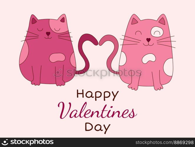 Valentine’s Day greeting card with two loving cats. Vector illustration.. Valentine’s Day greeting card with two loving cats. Vector illustration