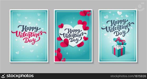 Valentine s day greeting cards - set of love day vector cards or posters. Vector illustration. Valentine s day greeting cards - set of love day vector cards or posters. Vector illustration.