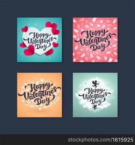 Valentine’s day greeting cards - set of love day vector cards. Vector illustration. Valentine’s day greeting cards - set of love day vector cards. Vector illustration.