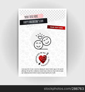 Valentine’s Day Love Poster Template. Place for Images and text, vector illustration