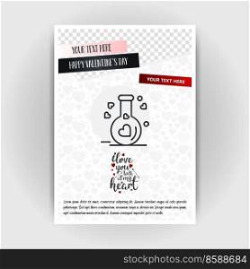 Valentine’s Day Love Poster Template. Place for Images and text, vector illustration