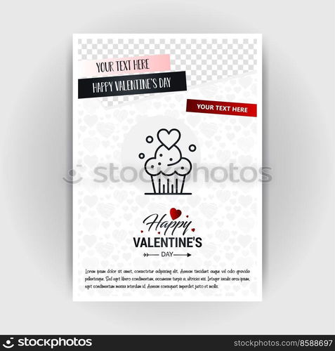 Valentine’s Day Love Poster Template. Place for Images and text, vector illustration