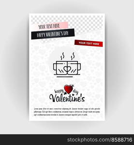 Valentine’s Day Love Poster Template. Place for Images and text, vector illustration