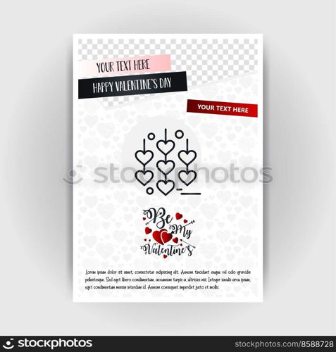 Valentine’s Day Love Poster Template. Place for Images and text, vector illustration